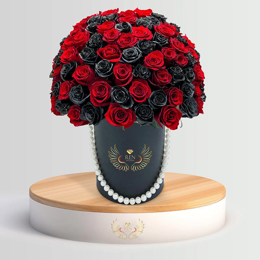 Red & Black Roses Arrangement