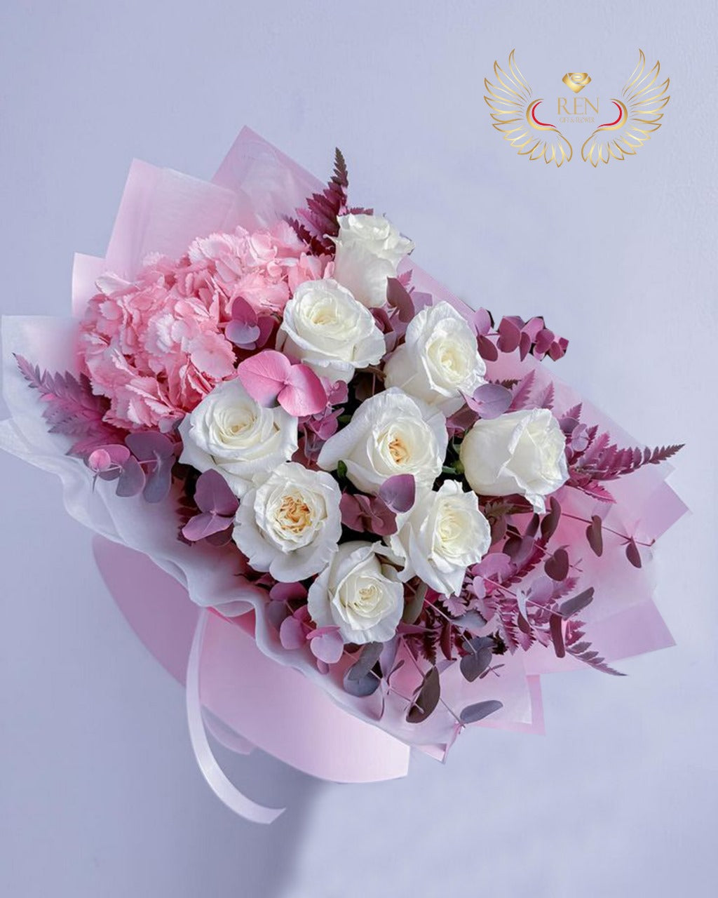 White Roses & Hydrangea Bouquet