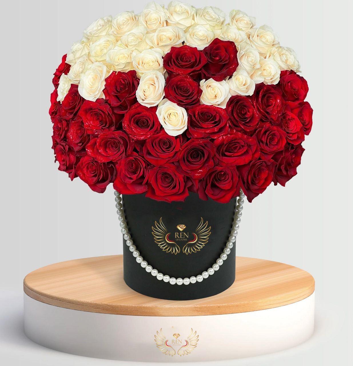 White and Red Rose Arrangement