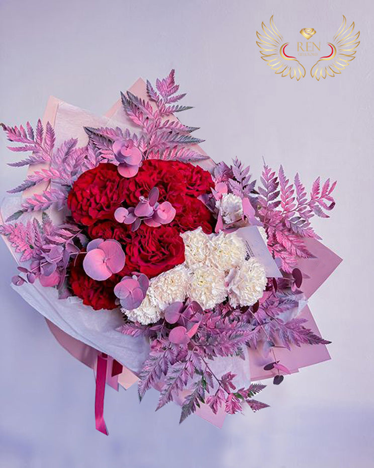 Red Rose, Carnations Mix Bouquet