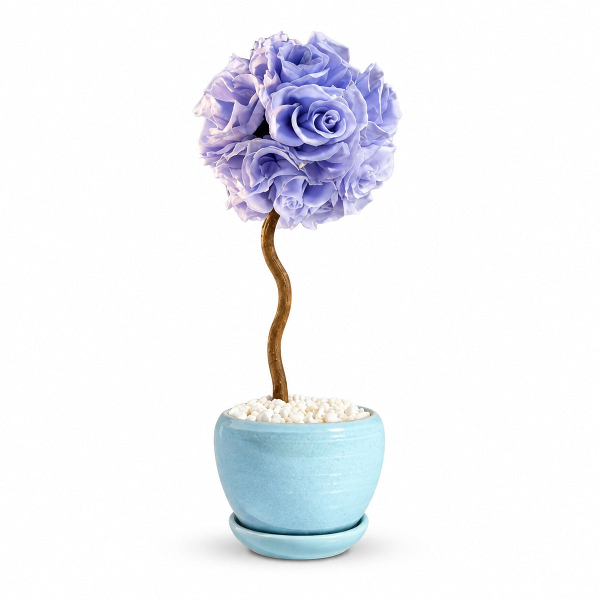 Baby Lily Forever Rose Tree in Sky Blue Vase