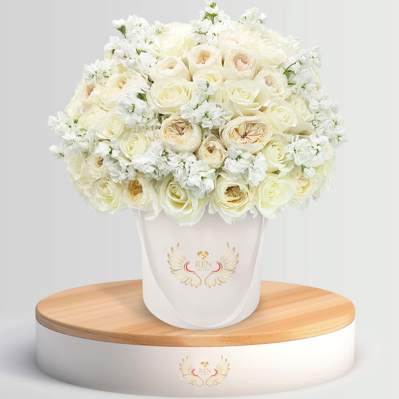 White Roses with Matthiola Arrangement